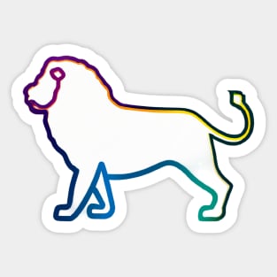 Cute Color Gradient Lion Shape Outline Drawing Sticker